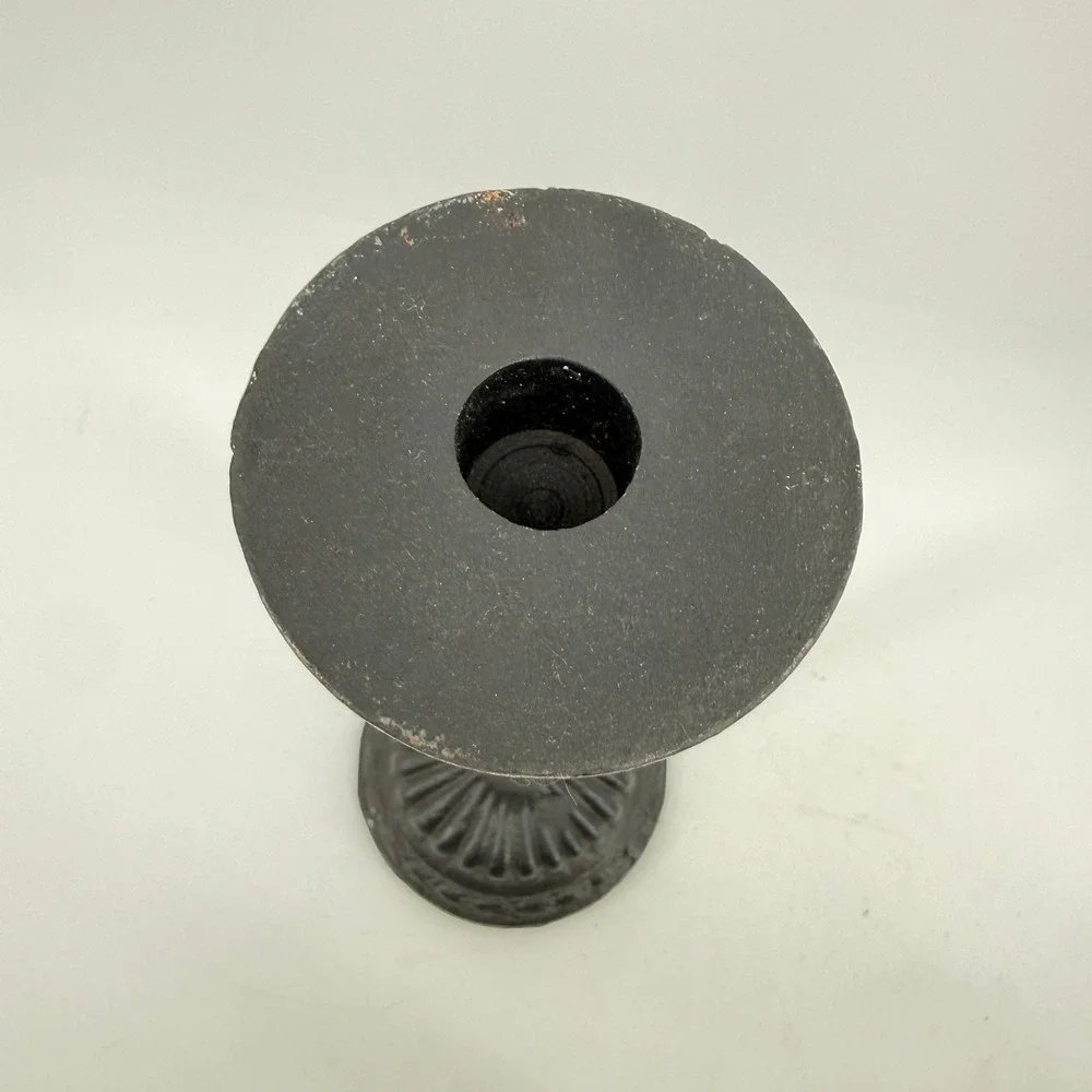 Pier‎ One Cast Iron Candlestick Holder Home Decor OS Black Vintage Fluted Base